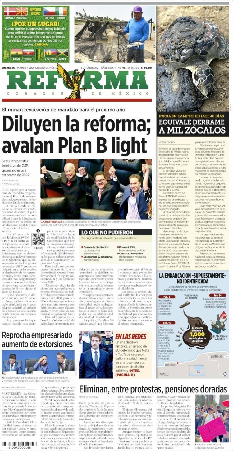 Portada de Reforma (M&eacute;xico)