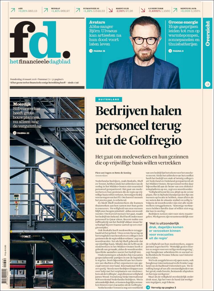 Portada de Het Financieele Dagblad (Pa&iacute;ses Bajos)