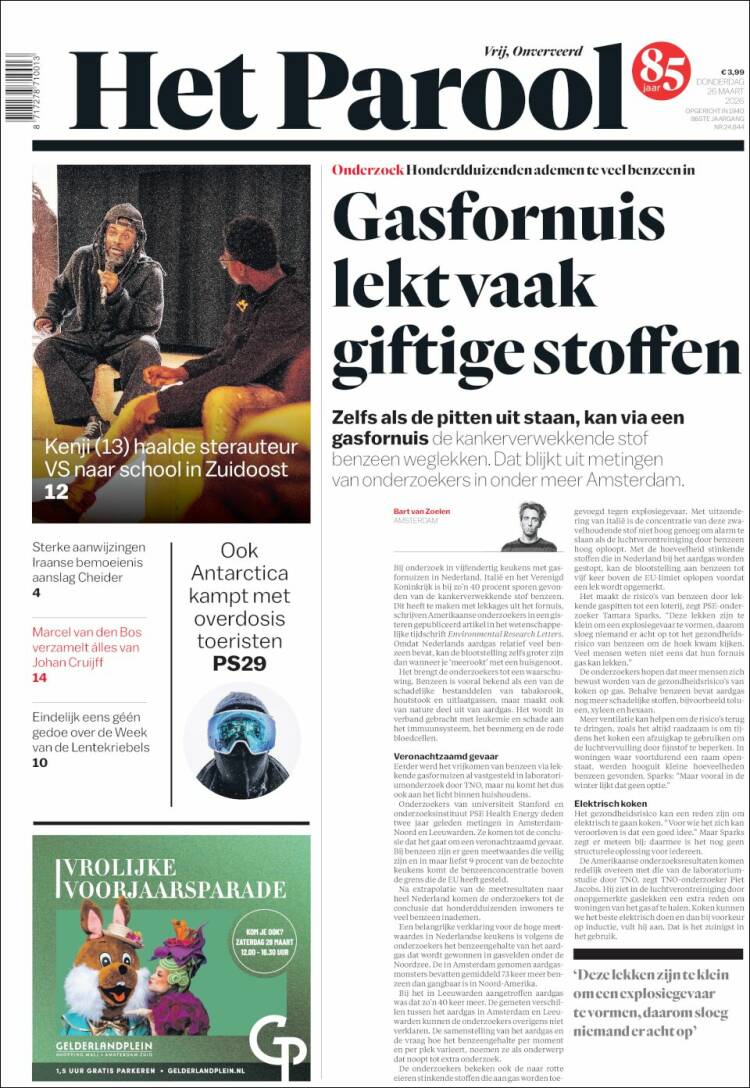 Portada de Het Parool (Pa&iacute;ses Bajos)