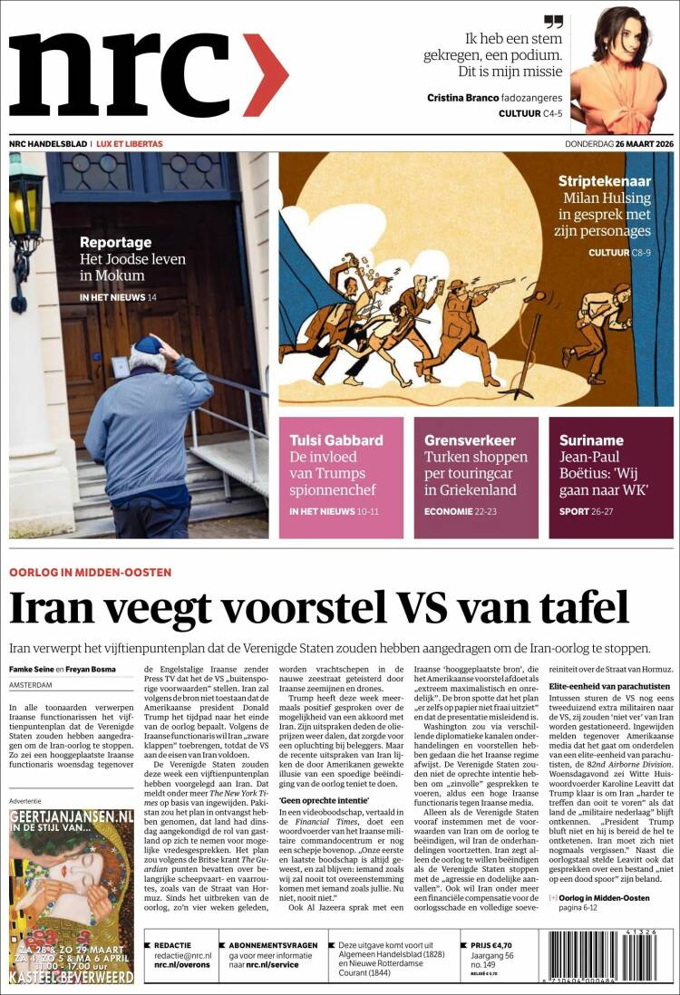 Portada de NRC Handelsblad (Pa&iacute;ses Bajos)