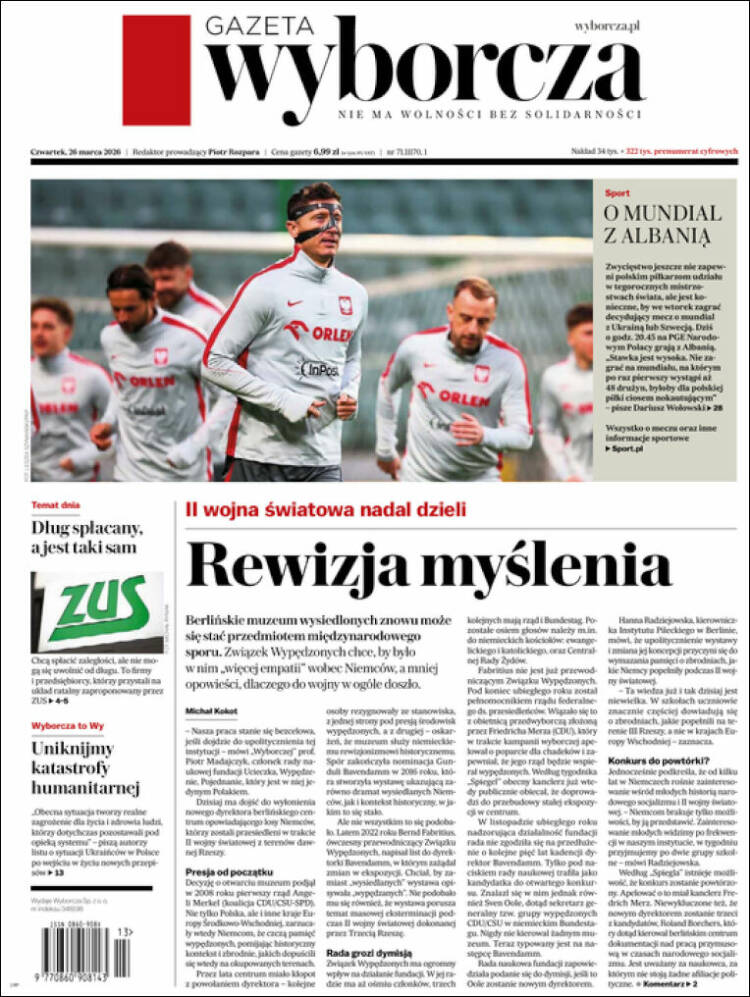 Portada de Gazeta Wyborcza (Polonia)