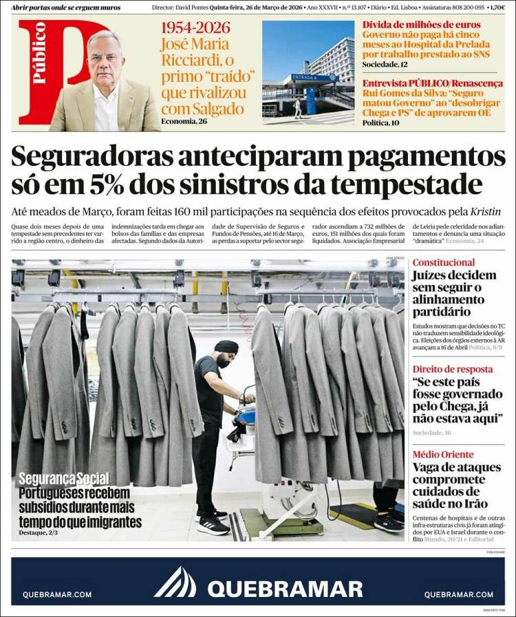 Portada de Público (Portugal)
