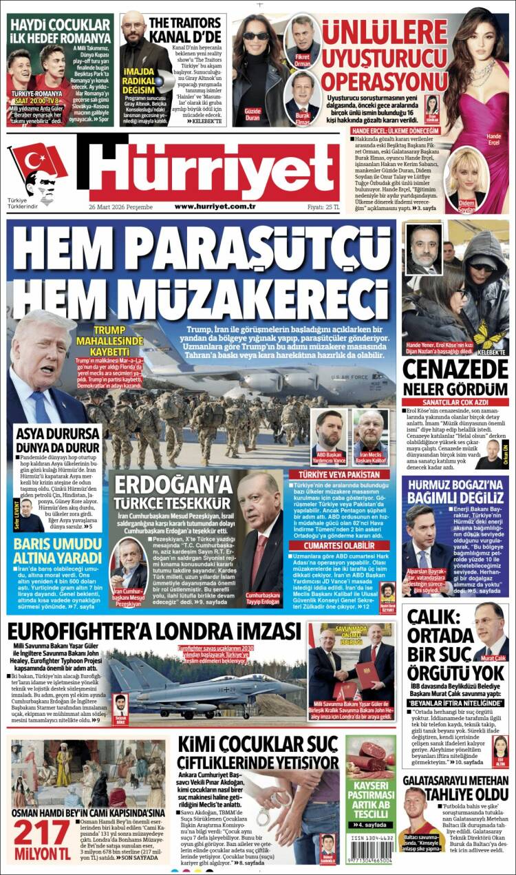 Portada de Hürriyet (Turqu&iacute;a)