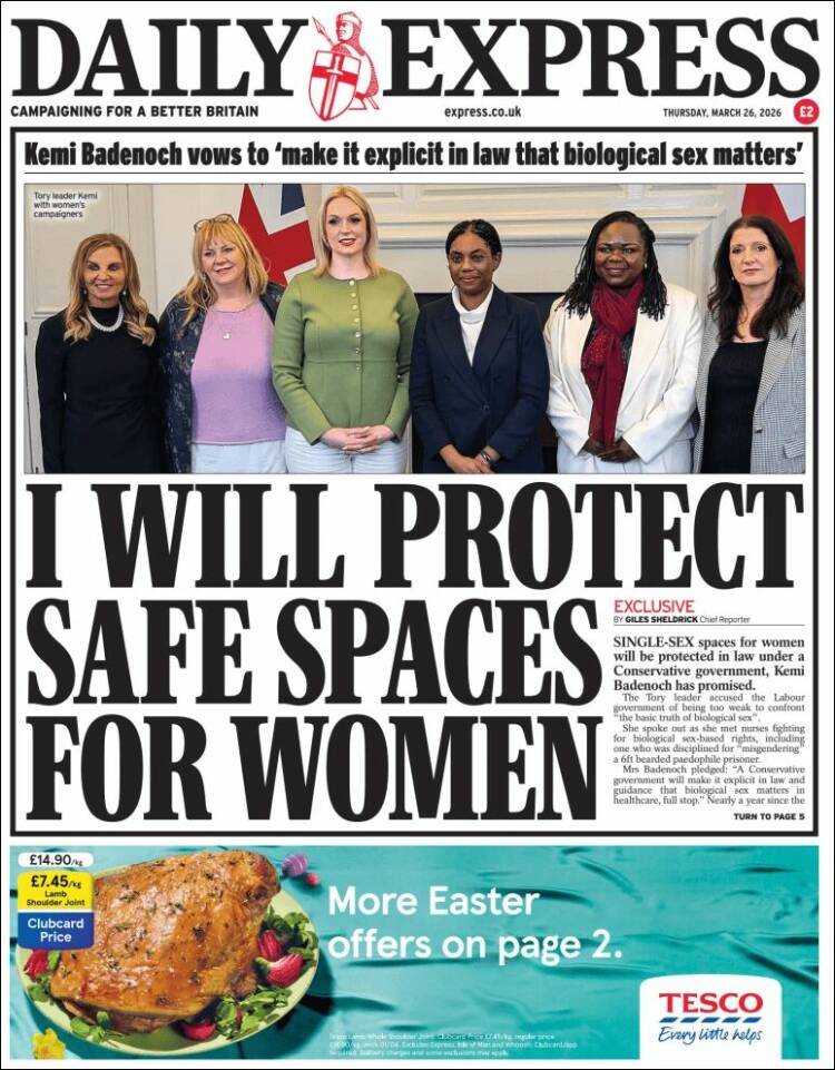 Portada de Daily Express (Reino Unido)