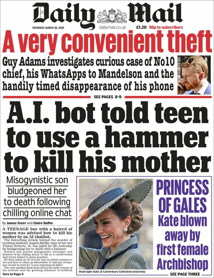 Portada de Daily Mail (Reino Unido)