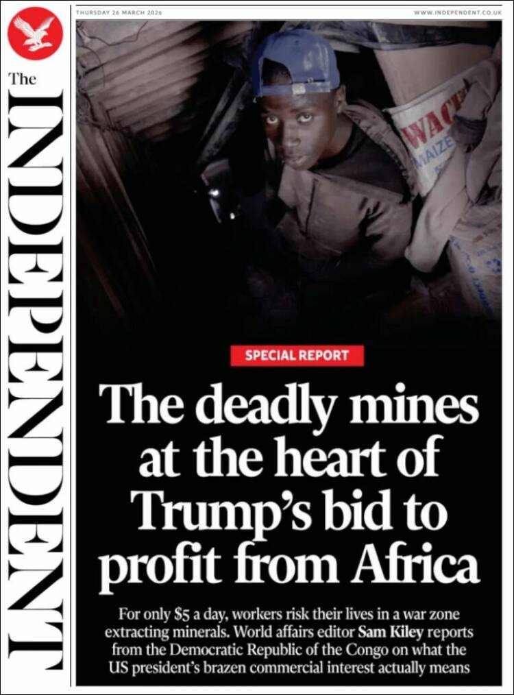 Portada de The Independent (Reino Unido)