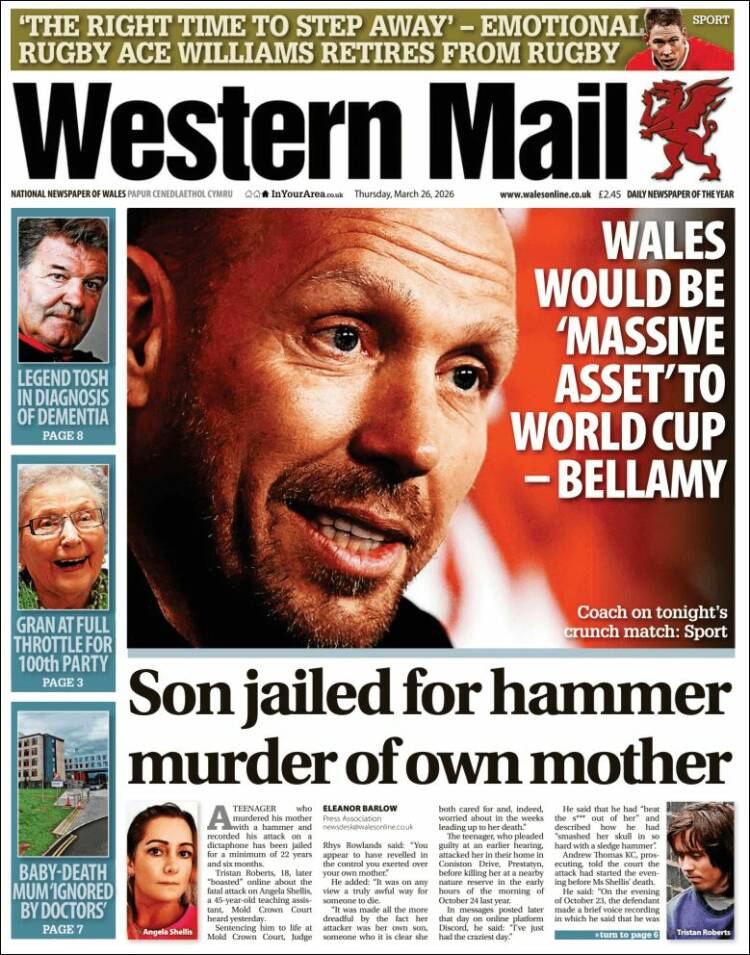 Portada de Western Mail (Reino Unido)