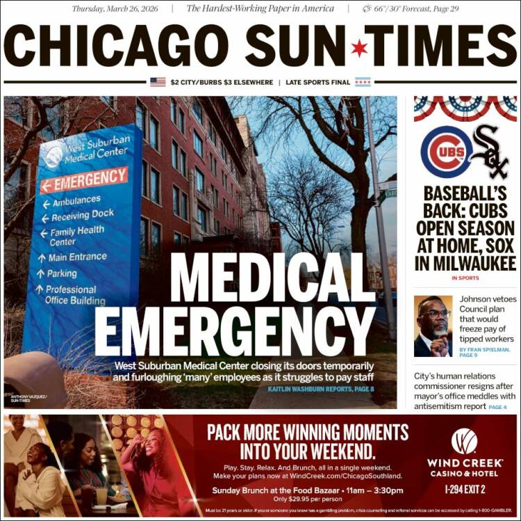 Portada de Chicago Sun-Times (USA)