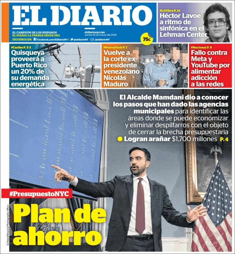 Portada de El Diario NY (USA)