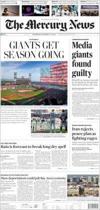 Portada de San Jose Mercury News (USA)