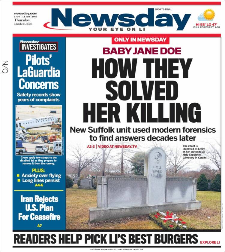 Portada de Newsday (USA)