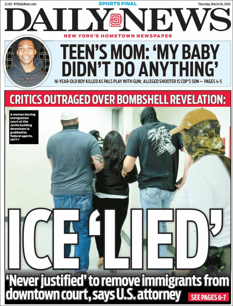 Portada de Daily News - New York (USA)