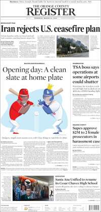 Portada de The Orange County Register (USA)