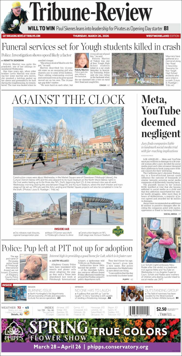 Portada de Tribune-Review (USA)