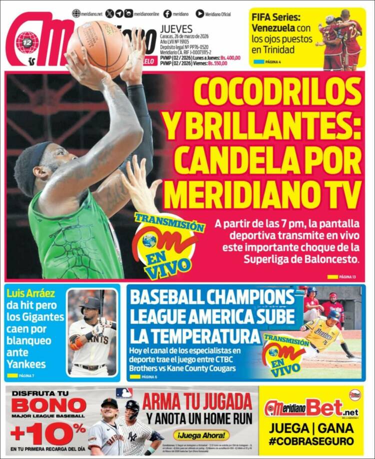 Portada de Meridiano (Venezuela)