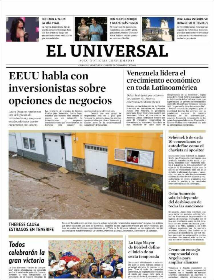 Portada de Universal (Venezuela)