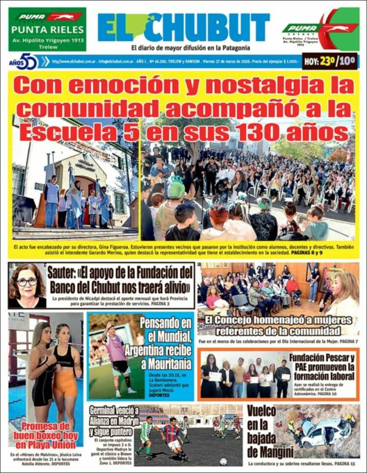 Portada de El Chubut (Argentina)