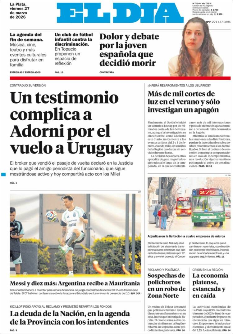 Portada de El Día de la Plata (Argentina)