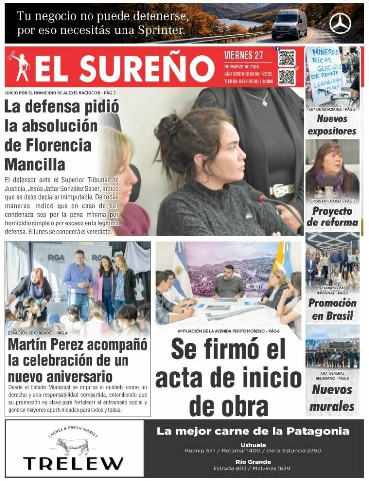 Portada de Diario El Sureño (Argentina)