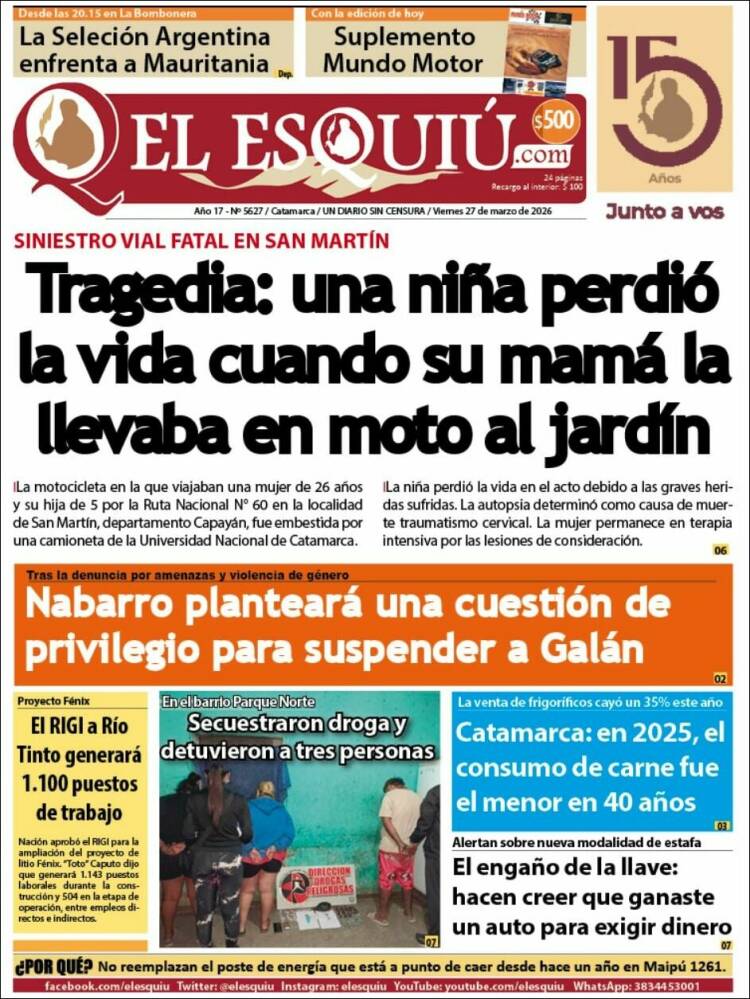 Portada de El Esquiu (Argentina)