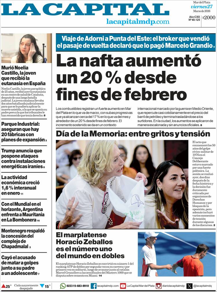 Portada de Diario La Capital - Mar del Plata (Argentina)