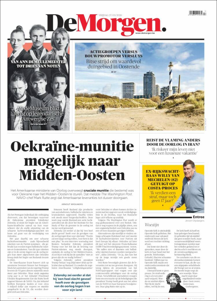 Portada de De Morgen (B&eacute;lgica)