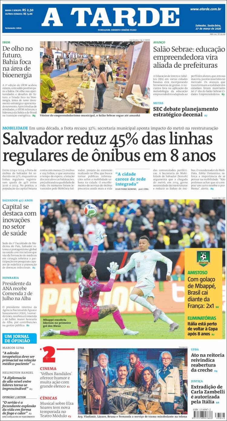 Portada de Diário A Tarde (Brasil)