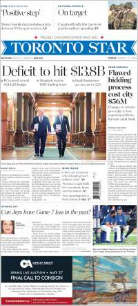 Portada de The Toronto Star (Canad&aacute;)