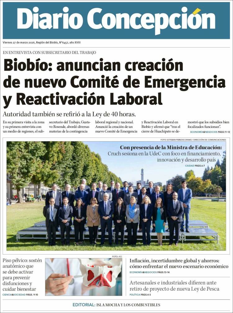 Portada de Diario de Concepción (Chile)