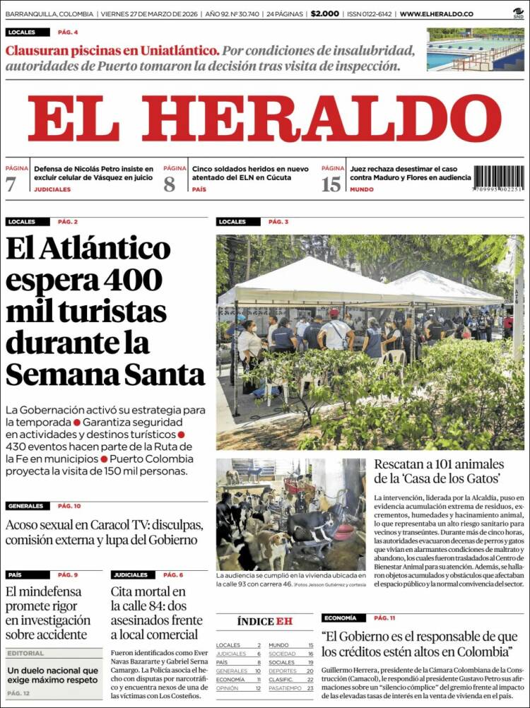 Portada de El Heraldo (Colombia)