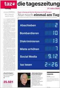 Portada de Die Tageszeitung (Alemania)