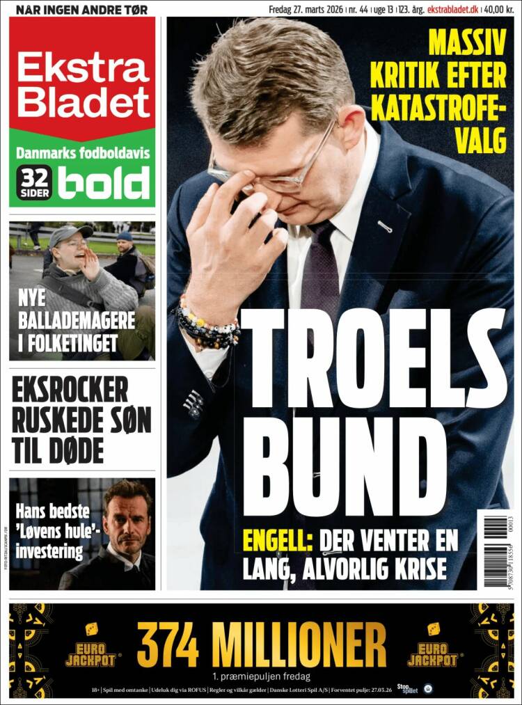 Portada de Ekstra Bladet (Dinamarca)