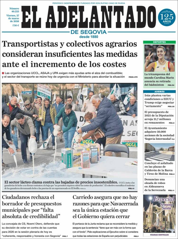 Portada de El Adelantado de Segovia (Espa&ntilde;a)