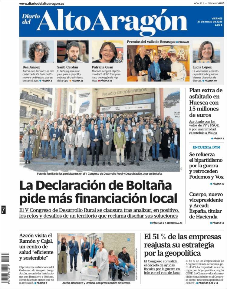 Portada de Diario del AltoAragón (Espa&ntilde;a)