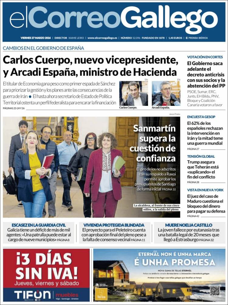 Portada de El Correo Gallego (Espa&ntilde;a)