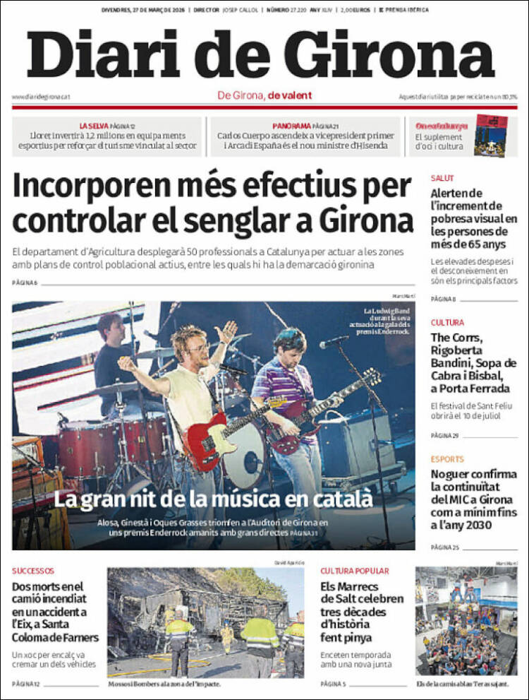 Portada de Diari de Girona (Espa&ntilde;a)