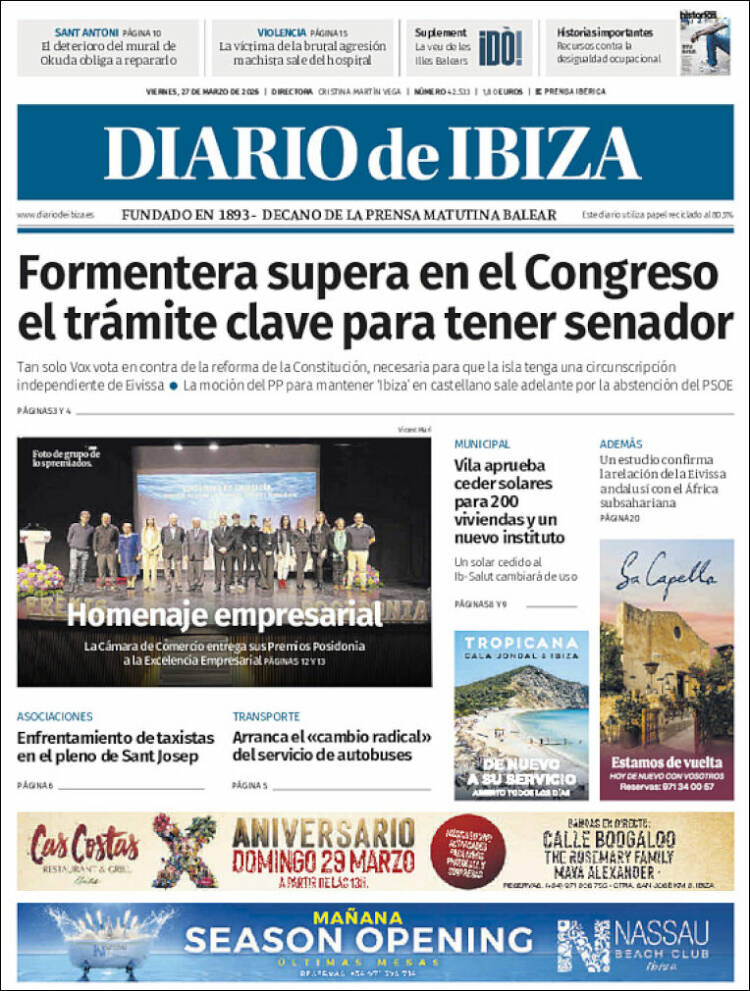 Portada de Diario de Ibiza (Espa&ntilde;a)