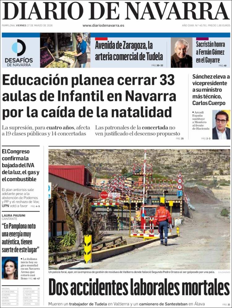 Portada de Diario de Navarra (Espa&ntilde;a)
