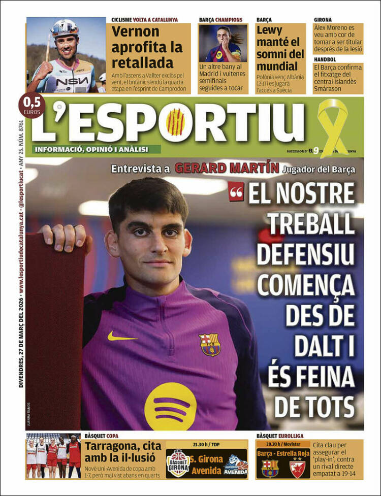 Portada de L'Esportiu (Espa&ntilde;a)