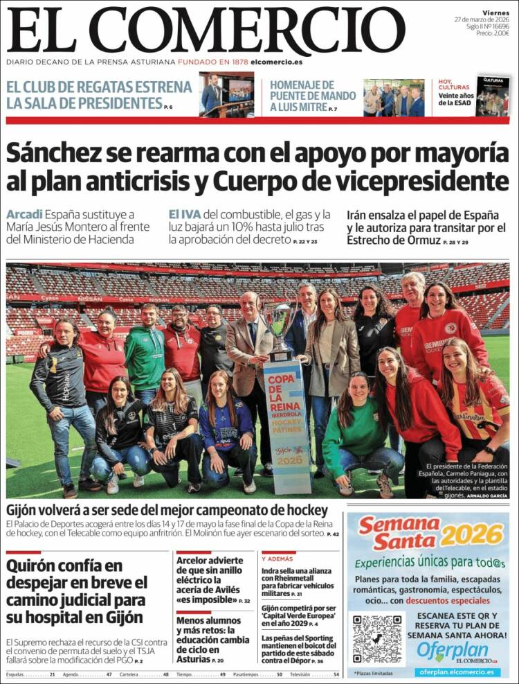 Portada de El Comercio - Gijón (Espa&ntilde;a)