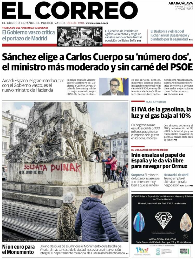 Portada de El Correo - Álava (Espa&ntilde;a)