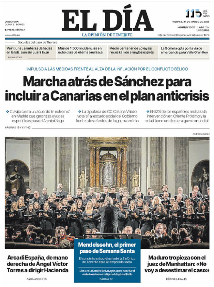 Portada de El Día (Espa&ntilde;a)