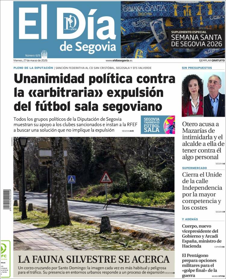 Portada de El Día de Segovia (Espa&ntilde;a)