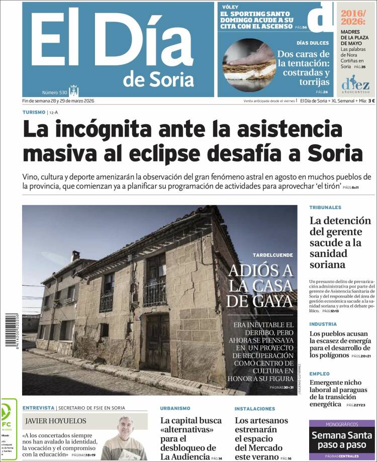 Portada de El Día de Soria (Espa&ntilde;a)