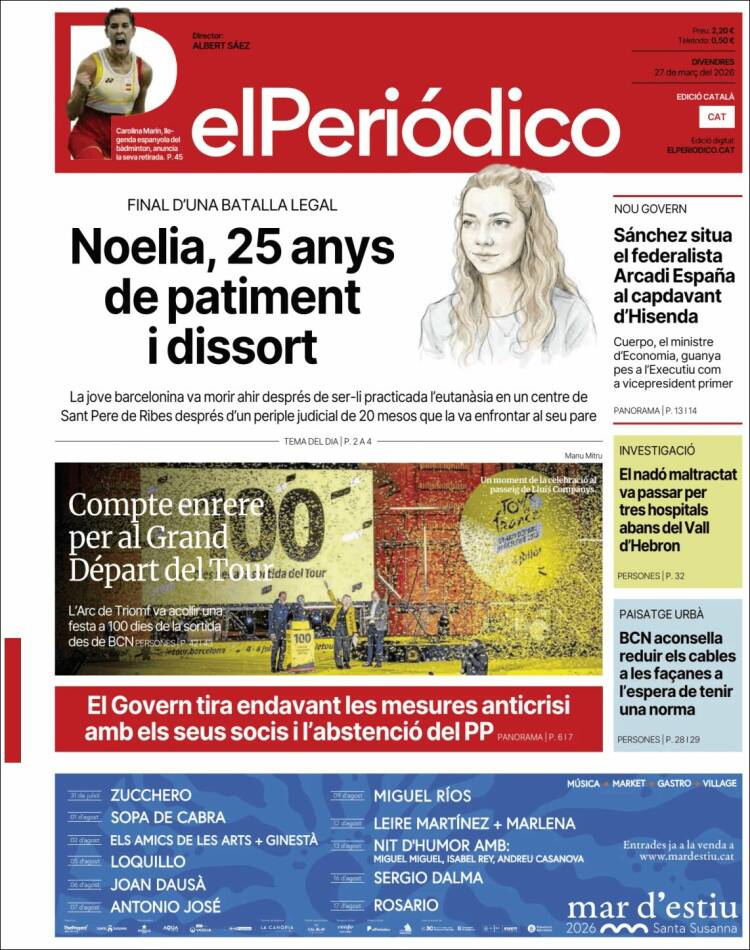 Portada de El Periódico de Catalunya (Espa&ntilde;a)