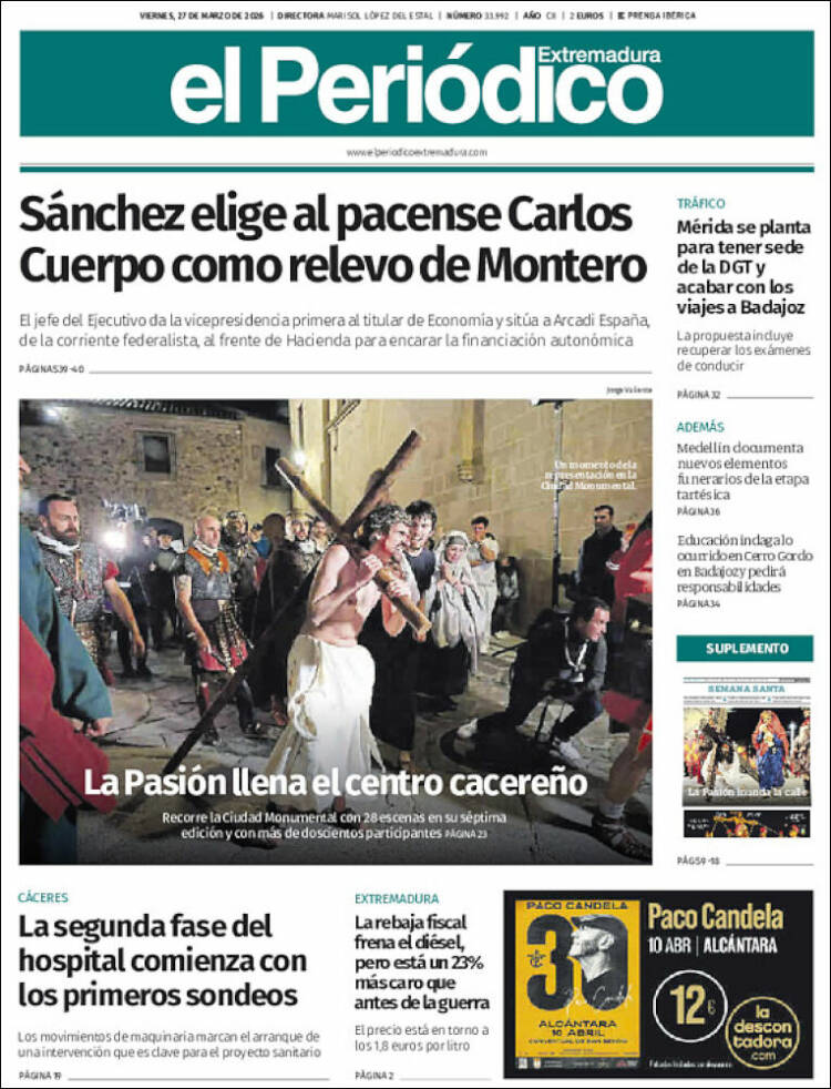 Portada de El Periódico de Extremadura (Espa&ntilde;a)
