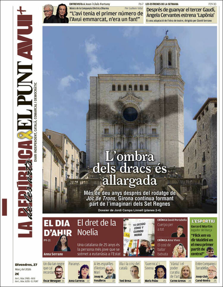 Portada de El Punt Avui (Espa&ntilde;a)