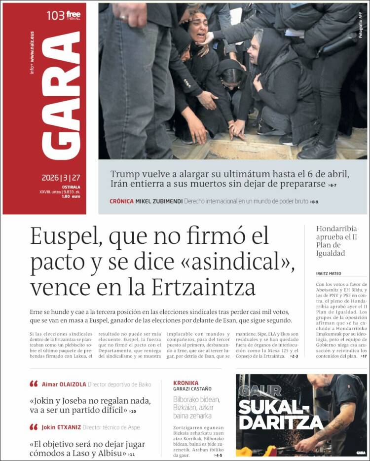 Portada de Gara (Espa&ntilde;a)