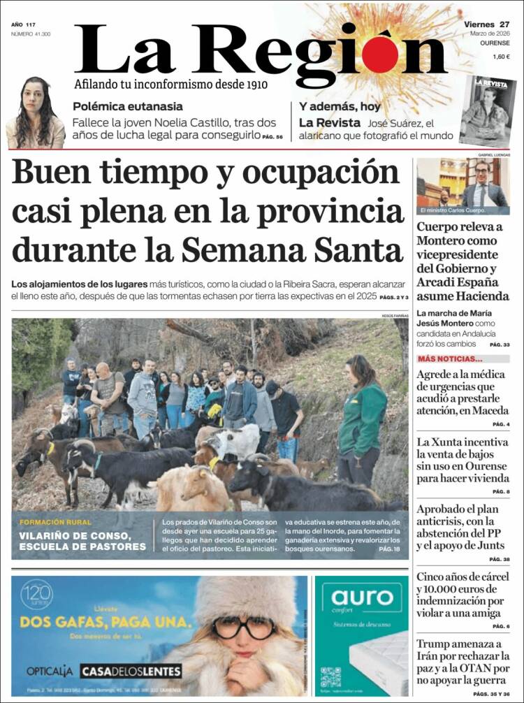 Portada de La Región de Ourense (Espa&ntilde;a)