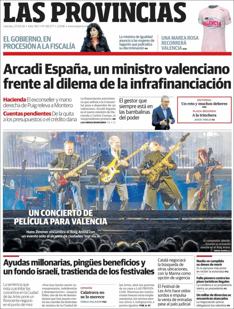 Portada de Las Provincias (Espa&ntilde;a)